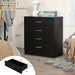 Black 4 Drawer Dresser for Bedroom, Modern Nightstand Storage Chest of Drawer, Wooden Side Table End Table, Living Room, Reception Room