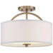 Halsted Modern Ceiling Light Semi Flush Mount Fixture 15" Wide Warm Brass 2-Light Oatmeal Linen Drum for Bedroom Living Room House