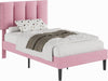 Twin Size Bed Frame with Upholstered Headboard, Velvet & Pink