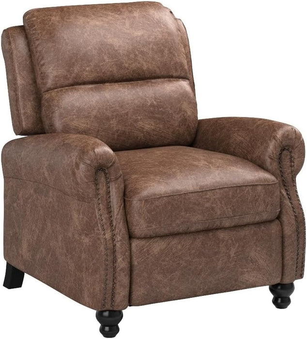 Pushback Recliner Chair with Rivet Detail