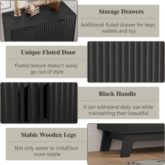 Black Freestanding Four Tier Shoe Cabinet Organizer