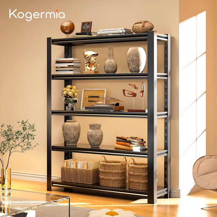 5-Tier Metal Bookshelf,Heavy Duty Bookcase with Adjustable Shelves for Office,Library,Living Room,Black