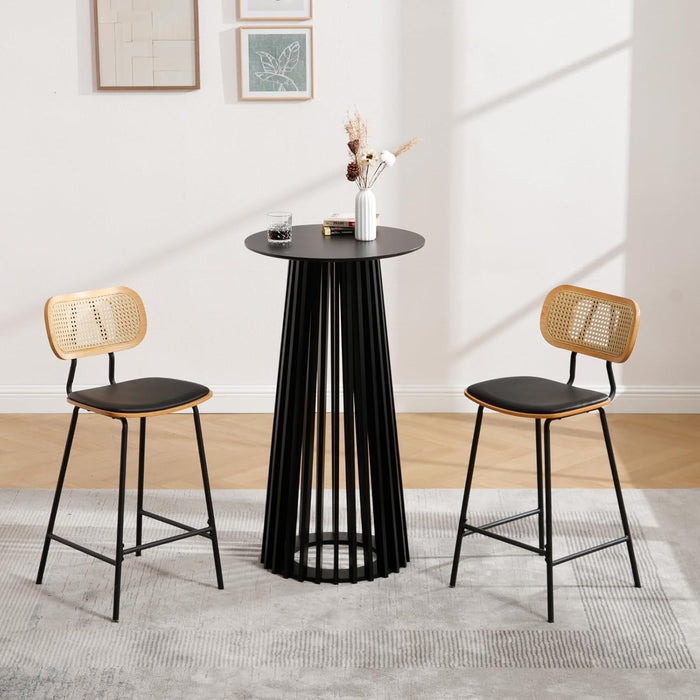 Modern Pub Table round Bar Height Cocktail Table Wood Window Table 24-Inch Top, 43.5-Inch Height, Black