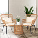 3 Pieces Outdoor Wicker Bistro Patio Furniture Set, Porch Furniture Rattan Conversation Sets with Side Table and Cushions for Garden Poolside Backyard, Yellow/Beige