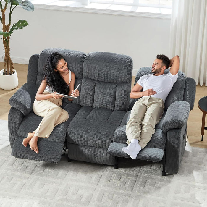 Reclining Couch, Power Reclining Sofa with Dual Wingback, 3 Seater Recliner Sofa, Recliner Couches for Living Room(Dark Gray)