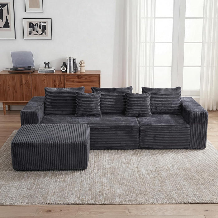 109-Inch L-Shaped Cloud Couch Modular Sectional Sofa