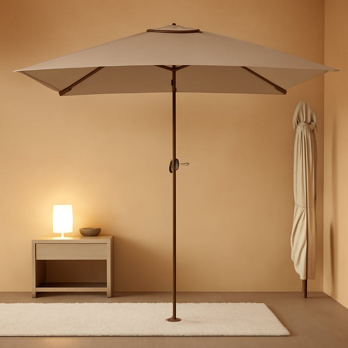 6X10 ft Rectangular Patio Umbrella Tan Weatherproof