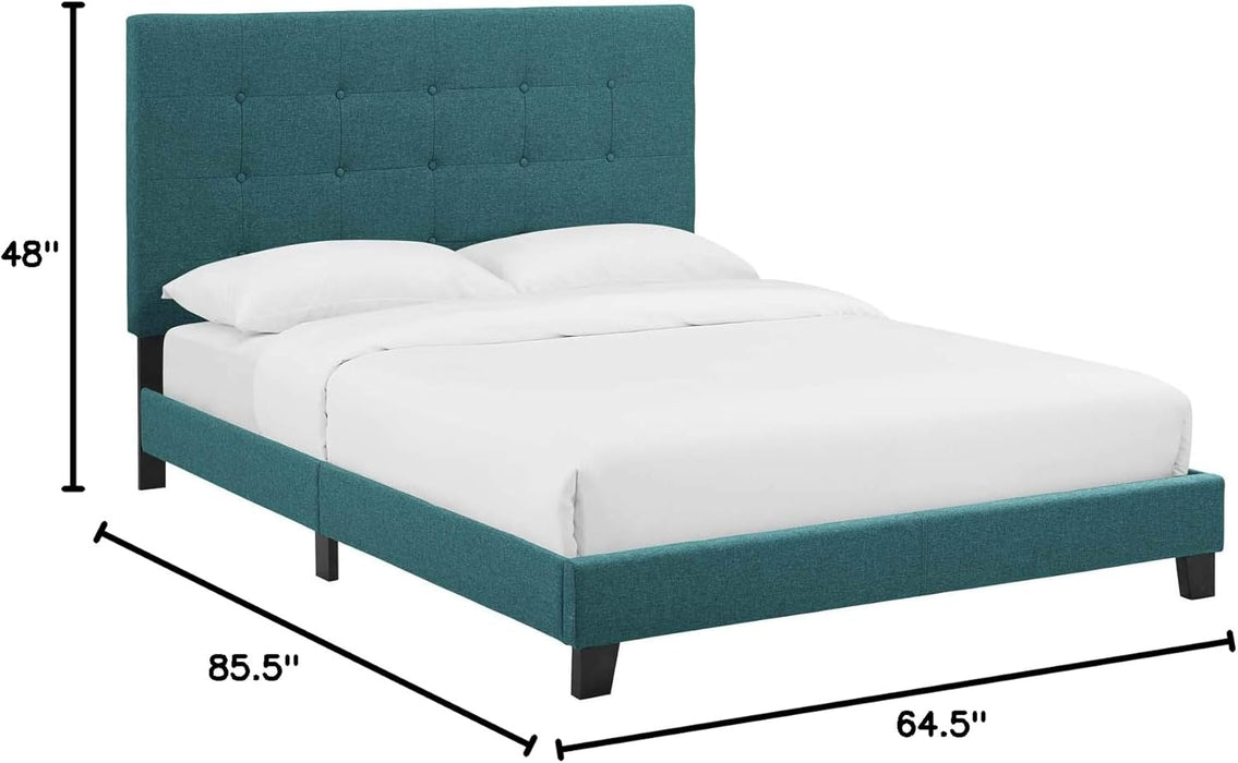 Melanie Tufted Fabric Upholstered Queen Platform Bed in Teal