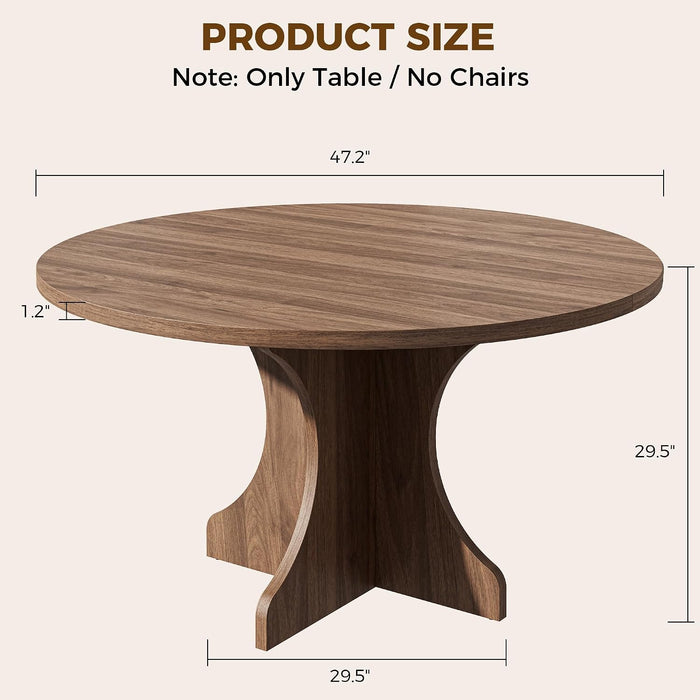 47" round Dining Table for 4-6 People, Walnut
