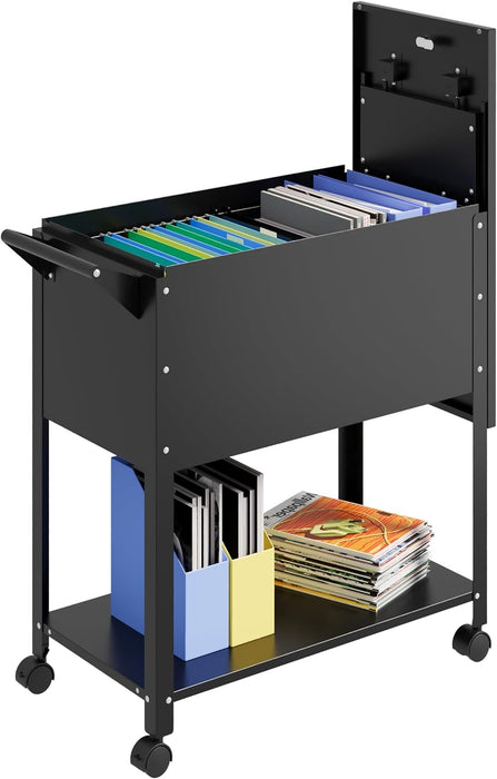 Locking Rolling File Cabinet with Hanging Folders