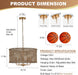 Golden Handwoven Rattan Drum Chandelier Dining Room