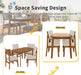 5 Piece Solid Wood Dining Table Set, Farmhouse Mid-Century Modern Table & 4 Upholstered Chairs for Home, Kitchen, Apartment, Space Saving, Brown+Biege