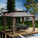 Caesar 10'X12' Hardtop Gazebo - Permanent Metal Pavilion with Netting and Shaded Curtains for Patio, Backyard, and Deck - Galvanized Steel Outdoor Aluminum Canopy, Double Roof Gazebo (Brown)