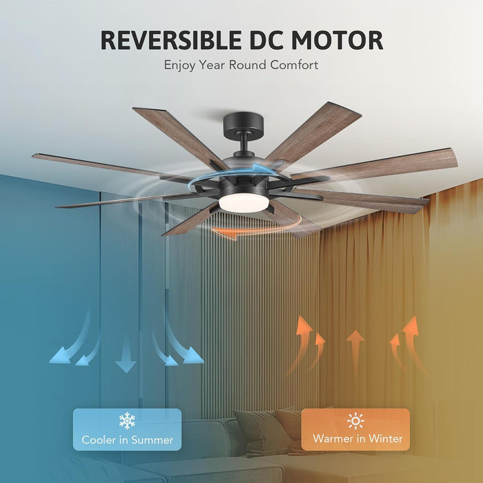 Black 60 Inch Farmhouse Ceiling Fan With Controllers