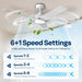 Ceiling Fans with Lights, 52 Inch Low Profile Ceiling Fan with Light and Remote, Flush Mount for Bedroom, Living Room, Garage, 6+1 Speeds, 3CCT, Dimmable, Timer, Quiet Reversible, White