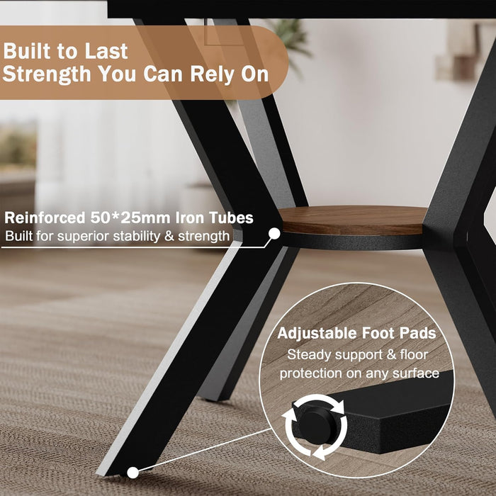 42"-58" Extendable round Dining Table for 4-6, Kitchen Oval Table with Hidden Leaves & Storage Shelf, Space Saving Modern Design with Sturdy Metal Legs for Kitchen, Dining Room & Small Apartments