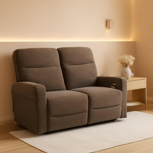 64.6" Wall Hugger Power Loveseat Recliner Sofa with USB Ports, Reclining Loveseat for Small Spaces Living Room RV, Fabric PR635M1 (Dark Brown)