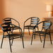Aluminum Slat Back Stacking Outdoor Restaurant Chairs, Modern Stackable Patio Chairs for Restaurants, Set of 4, Black