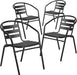 Aluminum Slat Back Stacking Outdoor Restaurant Chairs, Modern Stackable Patio Chairs for Restaurants, Set of 4, Black