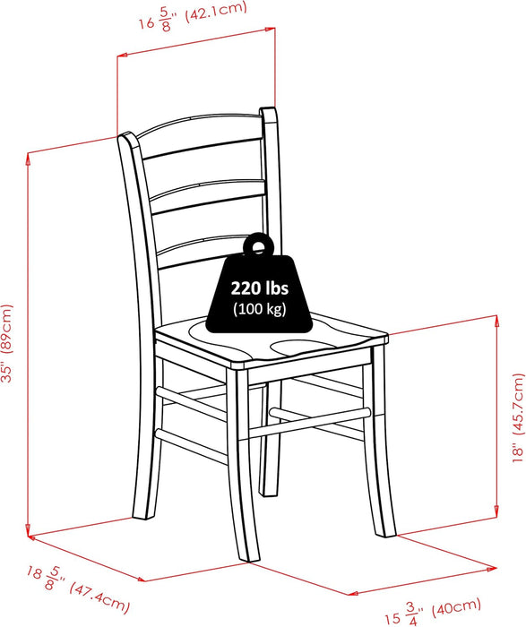 Wood Ladder Back Chair, Light Oak, 2 Pieces (34232), FURNITURE