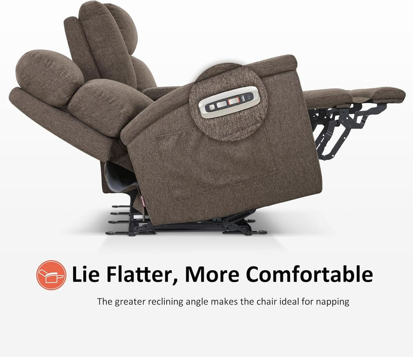 70.8" Power Loveseat Recliner Sofa with Massage and Dual Heating, Adjustable Headrest, USB & Type C Port for Living Room, Fabric PR606M2 (Mocha)