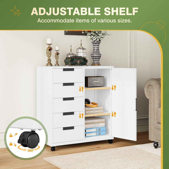 White Storage Cabinet With Adjustable Shelves Office