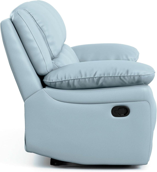 Sorin Modern Leather Recliner Sofa with Pillow Armrests and High Density Foam, Reclining Sectional Couch for Living Room, Office, Home Theater, FSC Certified, Blue