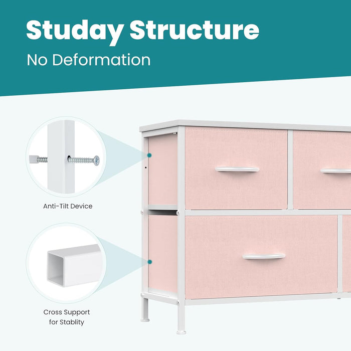 Five Drawer Fabric Dresser Bedroom Organization Black