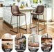 TAVR Counter Height Stools Set of 2, 24 Inch Barstools Hold up to 500 Lbs | Armless Faux Leather Bar Stools with Sturdy Metal Legs & Soft Backrest for Kitchen Island, Coffee Shop, Brown