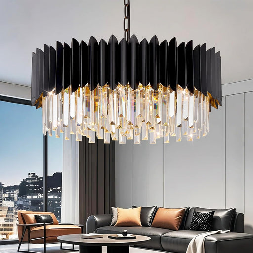 Luxurious Black 24 Inch Crystal Chandelier Dimmable