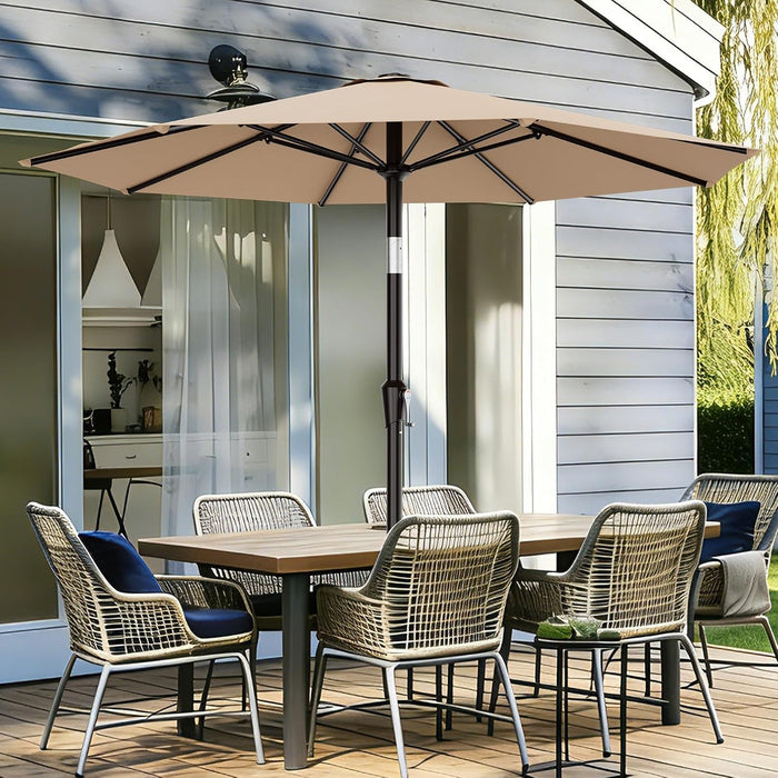 9FT Outdoor Patio Umbrella with Tilt and Crank, Beige