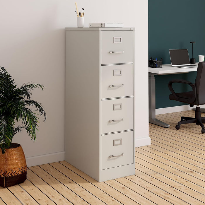 4-Drawer Vertical File Cabinet, Letter Size, Lockable, Putty