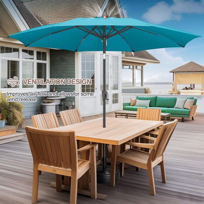 Patio Umbrella Outdoor with Push Button Tilt, 10 Ft Aqua Blue