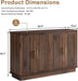 Modern Sideboard Buffet Cabinet with Storage, Walnut | Fluted Coffee Bar Cabinet with 4 Doors & Adjustable Shelves for Kitchen, Dining Room, Living Room & Hallway