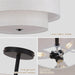 18 Inch Large Semi Flush Mount Ceiling Light Fixture with Dual Drum Design, Farmhouse Fabric Linen Shade for Bedroom, Living Room, Kitchen, and Dining - Modern Chandelier Lamp