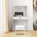 Vanity Desk with Mirror and Lights, Vanity Set Makeup Vanity Table with Adjustable Lights One Drawer Storage Makeup Table with Stool Vanity Desk for Bedroom (White)