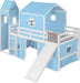 Twin CastlePlayhouse CobaltBlue Loft Bed With Slide