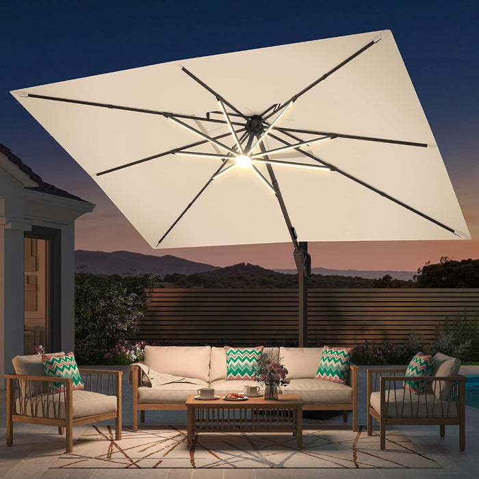 10' X 13 'Patio Umbrella with LED Light Outdoor Cantilever Umbrellas