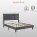 Queen Size Bed Frame with Fabric Upholstered Headboard, Bed Frame Queen Size with Solid Wooden Slats Support, No-Noise, Easy Assembly, No Box Spring Needed with 1000LBS, Grey
