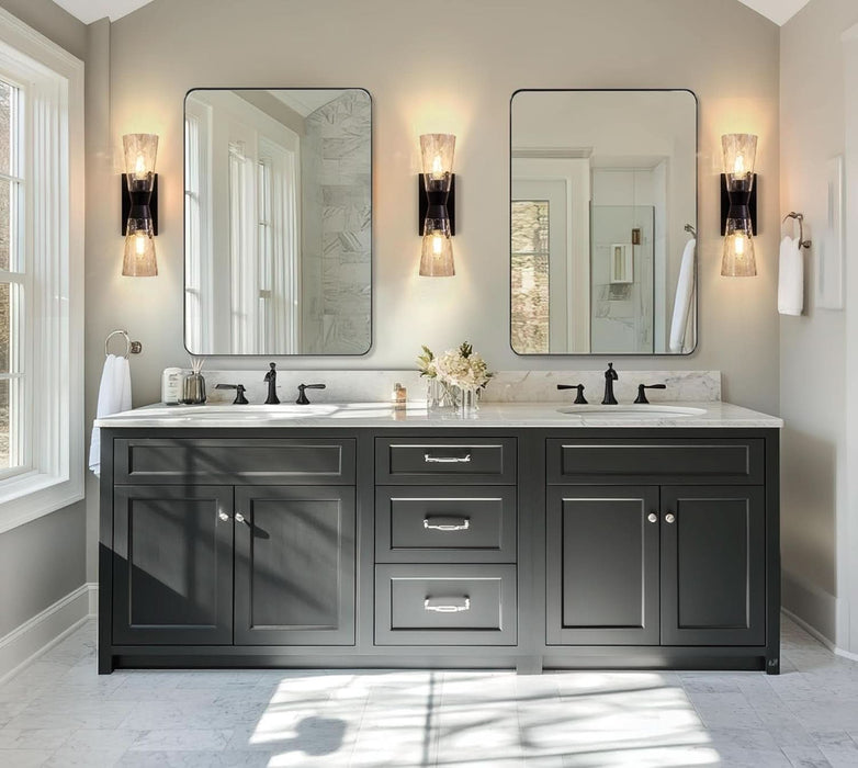 Black Bathroom Mirrors for over Sink, 24X32 Inch Matte Black Mirror for Bathroom, Rectangle Metal Vanity Mirror for Wall-Modern Clean Design with Superior Stainless Steel Frame
