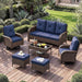 Patio Furniture Set 2 High-Back Swivel Chairs Conversation Set