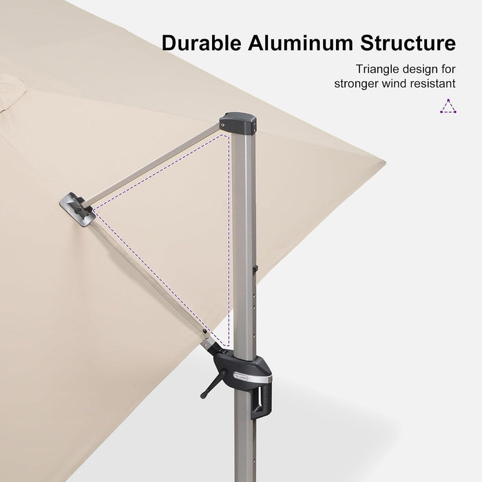 Patio Umbrella Outdoor 10' X 13' Rectangle 360 Rotation Beige