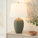 Home 23" Olive Green Ceramic Pot Table Lamp for Bedroom, Living Room, Dining Office, with White Tapered Drum Shade