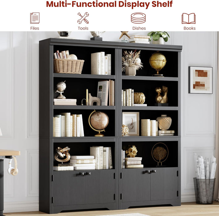 Black 69 Inch Tall Farmhouse Bookshelf OpenDisplayShelf