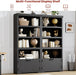 Black 69 Inch Tall Farmhouse Bookshelf OpenDisplayShelf