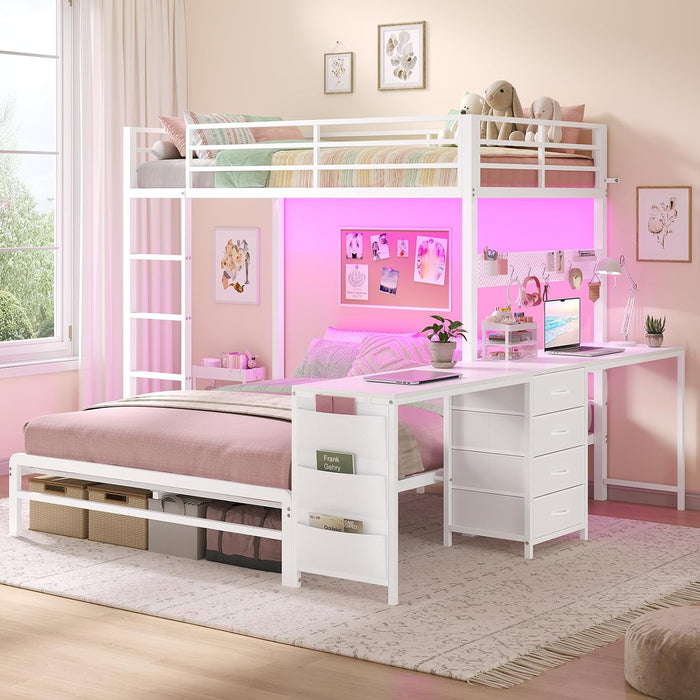 Twin Over Full IndustrialSteel Bunk Bed BrilliantWhite