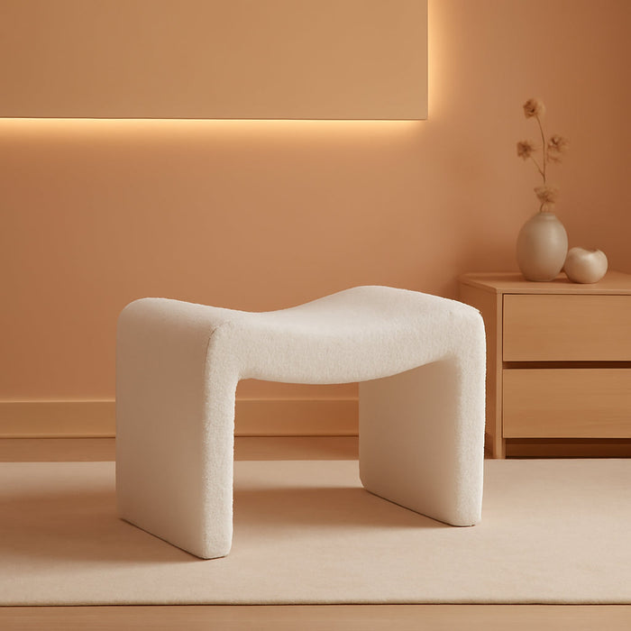 Small Footstool Ottoman, Multi-Functional Modern Foot Stool, Sofa Footrest Extra Seating for Living Room, Entryway, Hallways and Bedrooms, Small, White