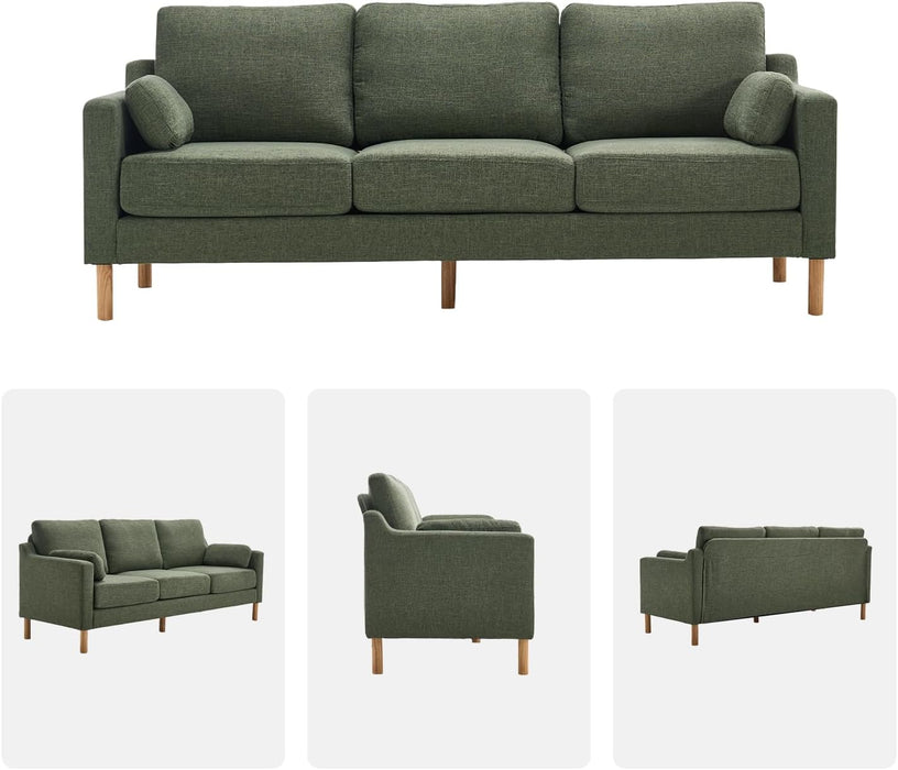 Darkgreen Linen Upholstered Mid Century Modern Sofa
