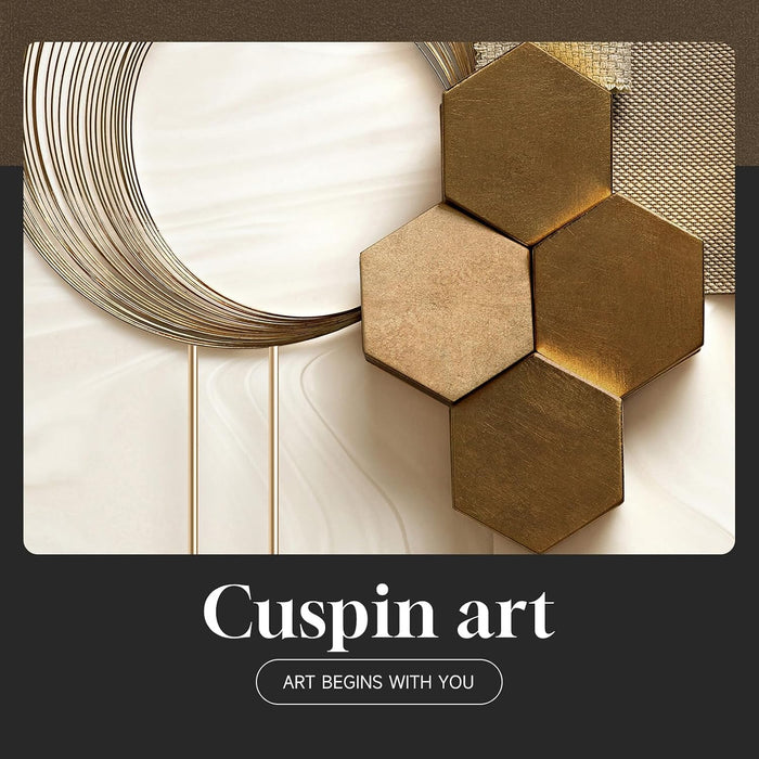 Large Framed Modern Luxury Gold Wall Art for Living Room, 3 Piece 24X36 in | Bright Style Art Prints, Golden Geometric Pictures, Crystal Coating Wall Art, Fade Resistance Prints for Bedroom Dining Room