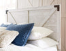 Signature Design by Ashley Shawburn Industrial Queen Crossbuck Panel Platform Bed with Metal Slats, Foundation or Box Spring Not Needed, Whitewash